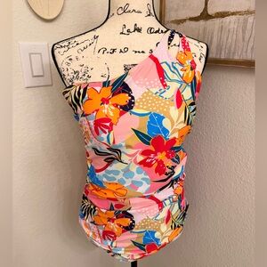 NWT Plus Size One-Shoulder one piece Swimsuit tropical Floral XXL